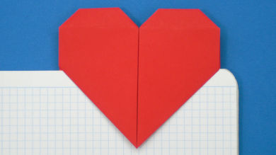 Оригами Закладка Сердце